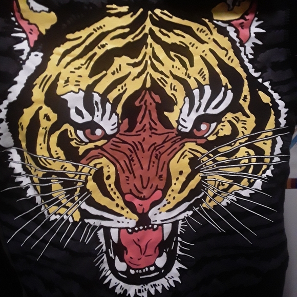 Survival Gear Unisex Age 7-8 Black Light Eared Hoody With Cartoon Tiger Print - Picture 4 of 10